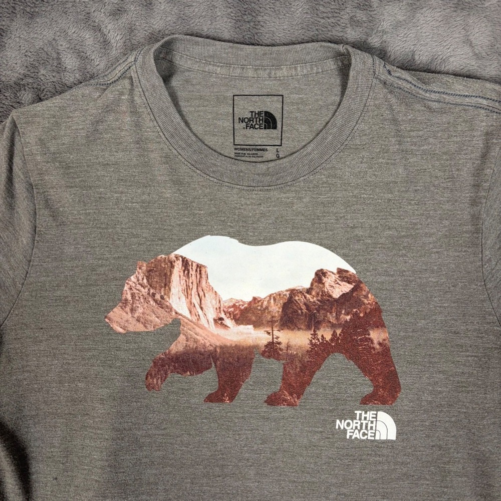 The North Face T-Shirt Women L Gray‎ Bear Mountain Graphic Short Sleeve Crewneck - Picture 3 of 10